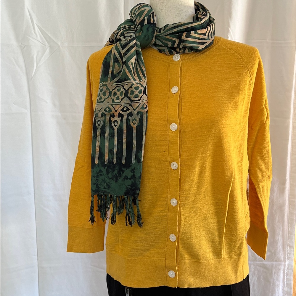 LOFT Mustard Yellow 100% Cotton Spring/Summer Lightweight Cardigan Size Medium